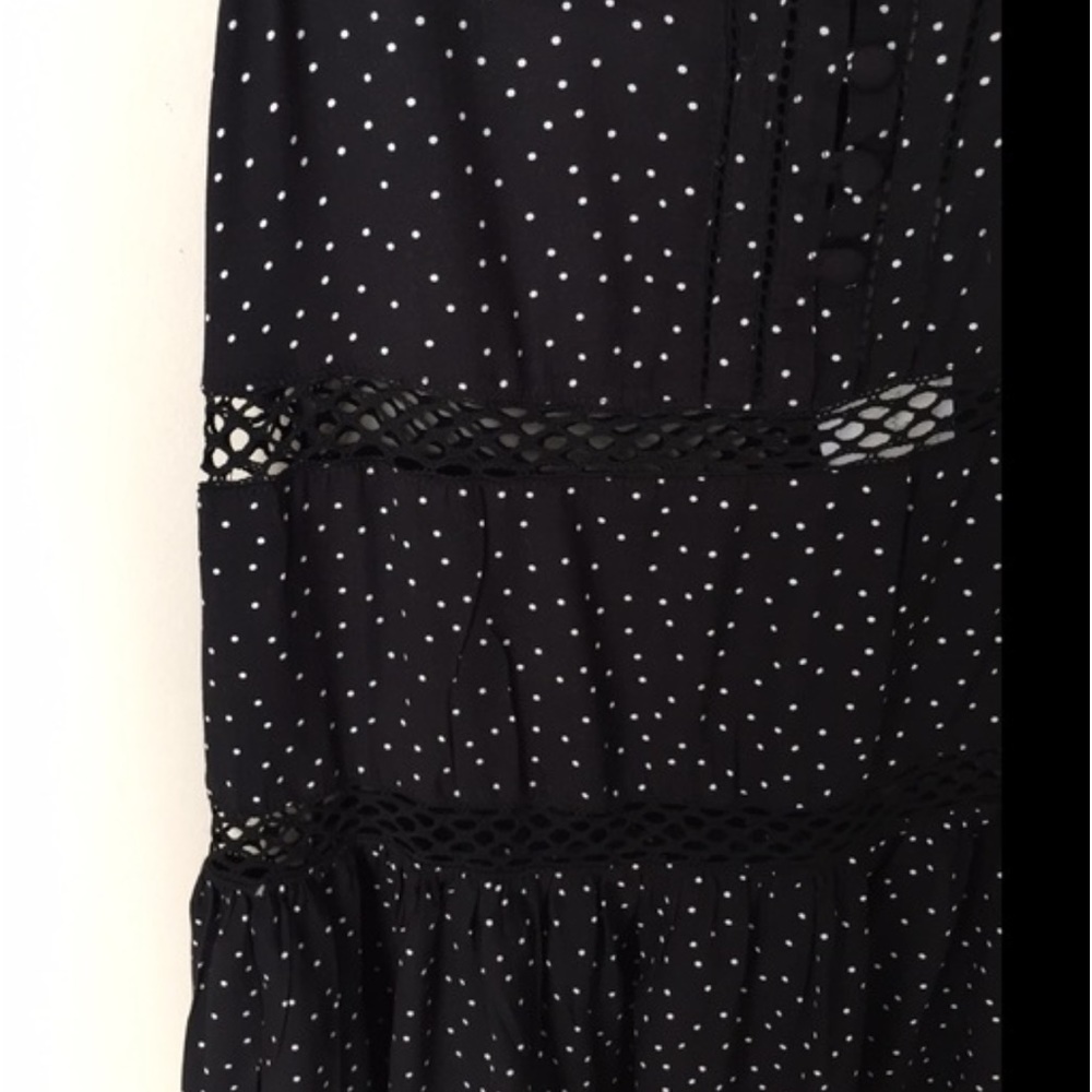 🌺 Willow & Clay Black and White  Polka Dot Dress w Lace Peek-a-Boo Women Sz S - Picture 6 of 6